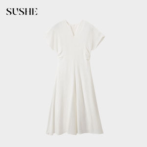 SUSHE | Elegant V-neck Tapered Waist Slim Dress