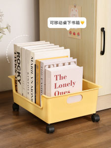 ชั้นวางของสำหรับใส่หนังสือในช่องเก็บของโต๊ะทำงาน รถเข็นพกพา เรียงลำดับสินค้าสำหรับบ้าน กล่องเก็บของพลาสติก สีพื้น สไตล์เรียบง่าย