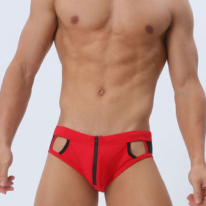 Thân Bơi Tam Giác Nam Uxh Lưới Chèn Khóa Kéo Hollow Out Quần Lót Nam Thời Trang Châu Âu Gợi Cảm Bơi Nâng Mông Quần Short Quần Đùi