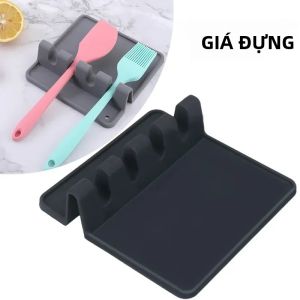 Giá Để Dụng Cụ Silicon 1 Cái Có Đế Hứng Nước Chịu Nhiệt Vật Dụng Cần Thiết Trong Nhà Bếp Cho Thìa Kẹp - Giá Để Đồ Silicon Dễ Vệ Sinh