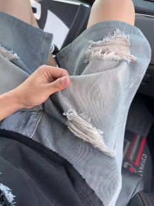 Light Blue Casual Mens Denim Shorts Summer Outdoor Wear Loose Five-Point Leisure Mid-Pants Straight Leg Jeans Shorts