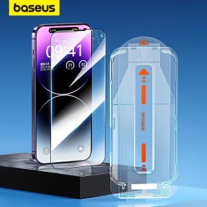 Baseus กระจกนิรภัยคริสตัลสำหรับ iPhone 15 Pro อุปกรณ์ป้องกันหน้าจอ Max พร้อมฝุ่นป้องกันเครื่องมือการติดตั้งฟิล์มป้องกันเต็ม