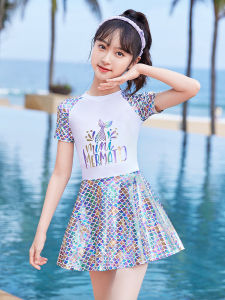 Childrens One-Piece Swimsuit Girls 2025 New Summer Medium Large Princess Swimwear Professional Cute Childrens Swimming Costume