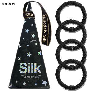 4 Chiếc Dây Buộc Tóc Bằng Lụa Tơ Tằm 100% Nguyên Chất Chất Liệu Thun Màu Trơn Giữ Đuôi Ngựa Dây Buộc Tóc Bằng Lụa Dành Cho Nữ 22 Momme