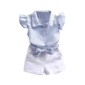 setelan anak perempuan sesil motif garis garis salur untuk usia 1-8 tahun baju anak perempuan lucu