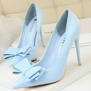 Giày Cao Gót Nữ Kiểu Bướm Gót Nhọn 10.5cm Màu Xanh Vàng Chất Liệu Da Mũi Nhọn Dành Cho Đám Cưới Tiệc Tùng Sự Kiện.