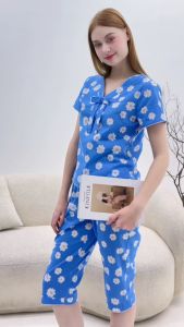 Bộ lửng nữ ngắn tay B698 Tvm Luxury Homewear chất liệu kate cotton