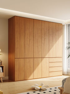 Solid Wood Aesthetic Handless Closet Integrated to Ceiling Customizable