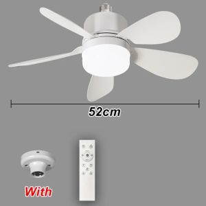 E27 Screw Ceiling Fan Light with Remote Control 85V-265V Dimmable 3 Color Lights Mute for Living Room Home Bathroom Decor