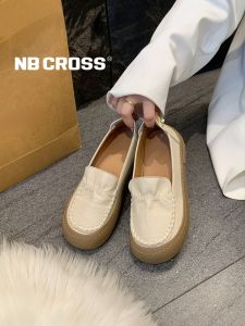NB CROSS | Casual Mary Jane Womens Shoes Soft Bottom Lightweight Sport Shoes Versatile Comfortable Flat Heel Round Toe Solid Color Shoes