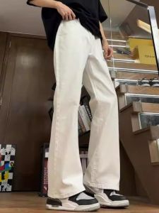 Cleanfit American High Street Jeans ชาย สไตล์สตรีท ขาสั้น ทรงเข้ารูป สีขาว ทรงเข้ารูป ทรงขากระบอกเล็ก เสื้อผ้าทำงาน ฤดูร้อน 2025