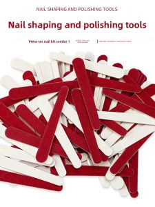 Disposable Mini Nail File Wood Grain Pattern Large And Small Head Nail Sanding Strip Red And White Color Nail Care Tool