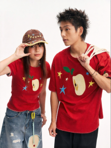 JNXS | Apple Embroidery T-Shirt 7A Antibacterial Cotton