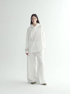 INSIS FEMME | Fine Combed Cotton Vintage Striped Detachable Scarf Loose Fit Shirt