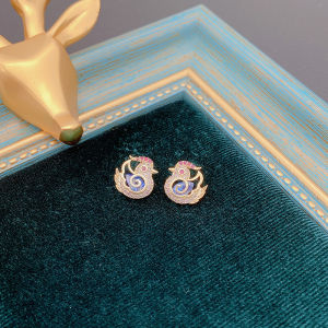 Chinese Style Retro Mandarin Duck Earrings Romantic Auspicious Bird Earrings Female S925 Sterling Silver Needle Stylish Fashion Little Swan Earrings