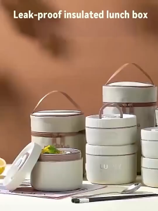 Stainless Steel Insulated Lunch Box (2/3Compartments) with Microwave Heating and Soup Bowl