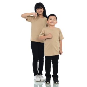 Kaos Polos Anak Oneck Lengan Pendek Bahan Katun Combed 30s Warna Khaki
