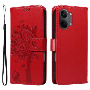 Leather Wallet Flip Case for POCO F6 F7 F8 M6 M7 X7 X8 Pro Max Ultra C65 C71 C75 C85 C85X | Cat Tree Embossed Design Card Hoder