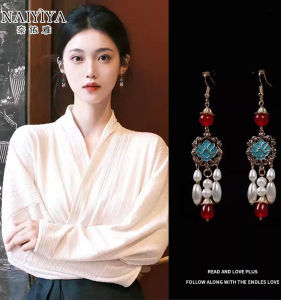 Pearl Tassel Earrings for Women No Piercing Required New Chinese Style National Trend Qipao Hanfu Ear Jewelry Accessories