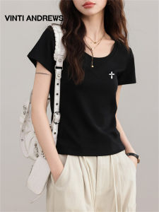 Round Neck T-shirt Short Sleeves Slim Fit Stylish Wearable