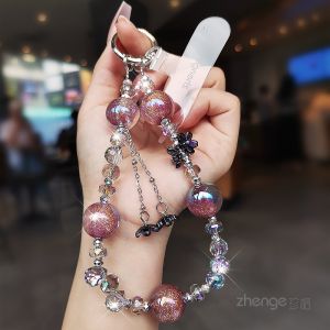 Handmade Crystal Mobile Phone Chain Short Style Portable Travel Outdoors Fresh Natural Crystal Beads Design Loss Prevention