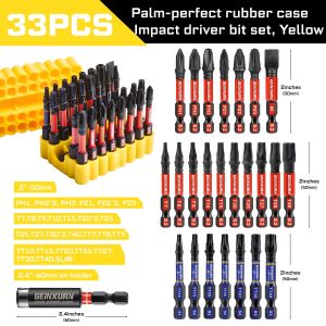 Geinxurn 33Pcs 2In S2 Magnetic PH/PZ/Torx/Hex/Slotted Impact Bits With Holder & Soft Base Marine Boat Hardware