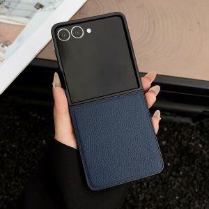 szhaiyu | Luxury Lychee Pattern Leather Phone Case for Samsung Galaxy Z Flip 8 7 6 5 4 3 5G Shockproof Soft Cover for ZFlip8 ZFlip7FE