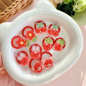 Red New Year Baby Small Hair Ties Children Hair Bands Infant Thumb Elastic Bands Non-Damaging Hair Accessories for Girls