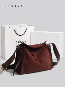 CAKJVG Frosted Casual Retro Womens Bag 2024 New Commuter Tote Shoulder Crossbody Bag Soft PU Leather Large Capacity