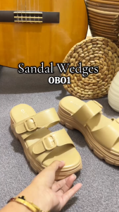 CASSIE wedges sandal wanita sendal jalan wanita import sandal slop wanita sandal gunung jalan daily sandal import (OB01)