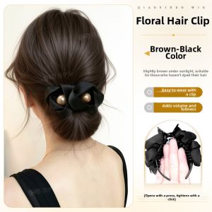 QIAOYIDUO | Natural Rose Bun Clip Hairpiece Fake Hair