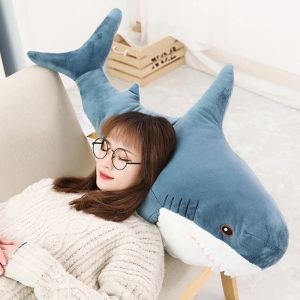 45/60/80CM Large Shark Plush Toys Birthday Gift For Children Bite Shark Stuffed Toy Sleeping Cushion Doll Stuffed Animal