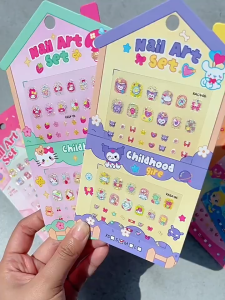 Cartoon Cartoon 2 in 1 Glitter 5d Nail Stickers Pony kt Cat Kuromi Ice Princess Children Embossed Manicure Stickers