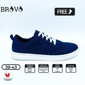 Brovo Sepatu Branded Lokal: Casual Pria & Wanita Navy White