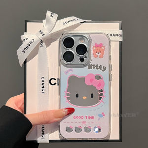 Ốp Lưng Điện Thoại Silicon Hình Mèo KT Lớn Màu Xanh Hồng Mờ Cho Apple 16ProMax 17Pro 14Plus 13pm 12 Bảo Vệ