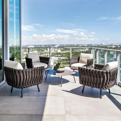 Huaaobai | Nordic Rattan Chair Sofa Waterproof Outdoor Garden Furniture A828