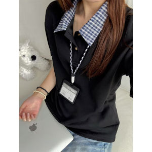 Áo Thun Polo Kẻ Caro Hai Mảnh Màu Xám Cho Nam Mùa Hè Đơn Giản Vai Áo Tay Lửng American Commute Match up Áo Thun Cotton Polyester