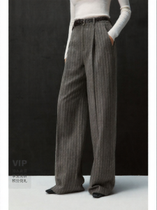 Elegant Vintage Gentleman Wool Stripe Trousers