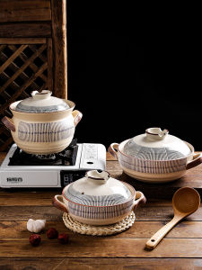Retro Japanese Style Ceramic Sand Pot Stove Top Gas Stove Special Use Rice Cooker High Temperature Resistant Soup Pot Stew Pot