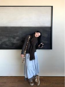 Sweet Sister Double Layer Retro Cake Skirt High Waist Spring Plaid Slimming Half Length Skirts for Women Korean Style Loose Fit