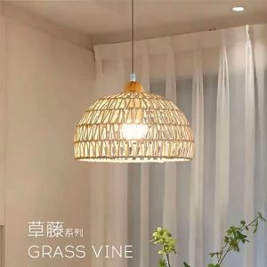Pendant Light Rattan LampShade Handwoven Chandelier Bohemian Modern Handmade Hanging Lights For Dining Room Living Room Balcony Bar