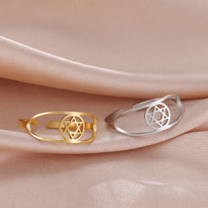 Skyrim Star Of David Hexagram Ring Women Men Stainless Steel Finger Rings Vintage Israel Jewish Judaism Jewelry Gift