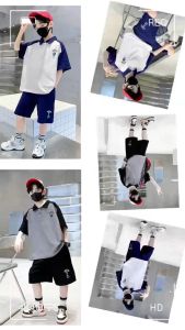 Quần áo hè bé trai hình thêu Gấu vải thun cotton size 18-50kg. Đồ bộ bé trai set đồ bé trai bộ đồ cộc tay bé trai