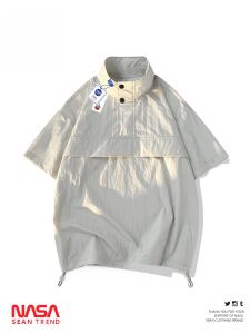 Wassup Panda American Style Short Sleeve Polo Shirt Men Summer Trendy Brand Half Sleeve T-Shirt Loose Fit Non-iron Nylon Fiber