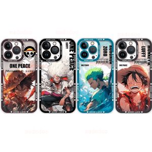 Cool Anime Trendy Brand One Piece Casing For iPhone 16 15 ProMax 12 11 13 14 Pro Max Xs Xr Xsmax X 8 7 6s 6 Plus SE 2020 8+ 7+ 6s+ 6+ 13Promax 11Promax 12Promax Cartoon Fine Hole Lens Protection Clear Shockproof Soft Phone Case STD 56