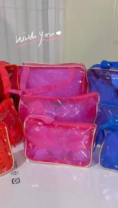 Tas Kosmetik Waterproof Anti Air - Travel Bag - Tas Kosmetik - Pouch kosmetik - Washbag - Tas Peralatan mandi - Dompet Murah - Dompet Mika Warna Bahan Tebal Tahan Air