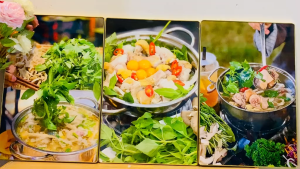 Tranh treo tường lẩu khổ qua rừng cá thác lác trang trí decor quán nhà hàng