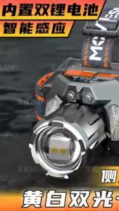 Đèn pin đội đầu siêu sáng 3 ánh sáng có zoom chiếu xa gần sáng trắng vàng xanh đèn pha đội đầu cảm biến model T928