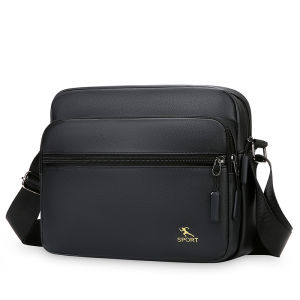 Casual Crossbody Soft Leather Mens Bag Waterproof PU Business Wallet Shoulder Bag Fashionable Horizontal Korean Style