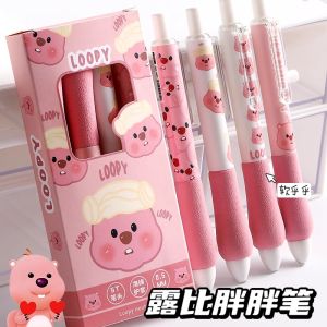 Loopy Fat Beaver 0.5mm Sponge Pen Student High Aesthetic Exam Neutral Pen Quick Dry Ink Roller Ball Pen for Writing And Studying